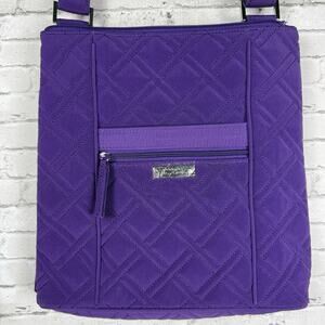 Vera Bradley Purple Quilted Crossbody Bag Purse Adjustable Strap Zip Pockets